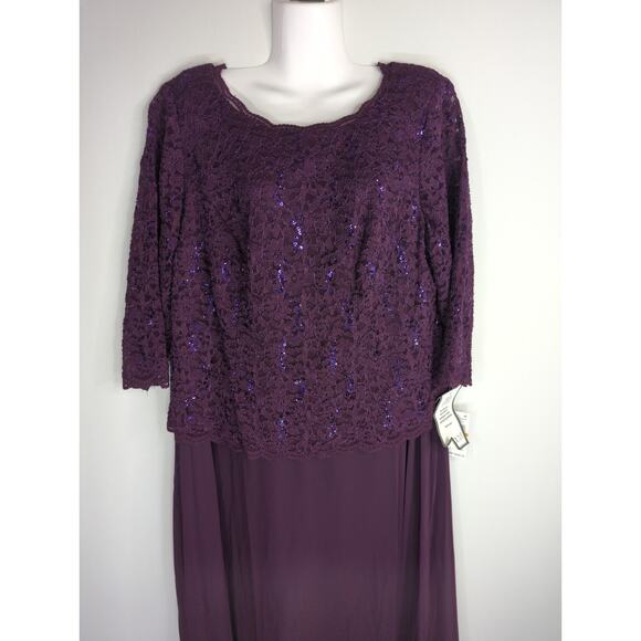 Alex Evenings Deep Plum One Piece Gown Womens 16W NWT Formal Wedding Holidays - Picture 3 of 13